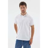 İmza Beyaz-Gri Polo Yaka Pike Kısa Kol Slim Fit %100 Pamuk Tişört 1011260171