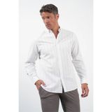 İmza Beyaz-Haki Yumuşak Yaka Uzun Kol Slim Fit Pamuklu Gömlek 1004260259 - Beyaz - Haki - 2XL