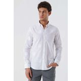 İmza Beyaz Kısalabilir Kollu Desenli Jakarlıcepsiz %100 Pamuk Casual Slim Fit Gömlek 1004230183