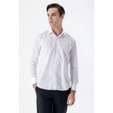 İmza Beyaz Klasik Yaka Uzun Kol Cepsiz Slim Fit Basic Pamuklu Gömlek 1004255059 - XL