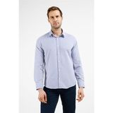 İmza Beyaz-Lacivert Çizgili Desen Sert Yaka Uzun Kol Cepsiz Slim Fit Pamuklu Gömlek 1004255282 - XL