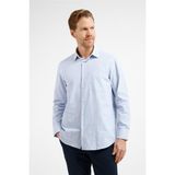 İmza Beyaz - Mavi Kareli Desen Sert Yaka Uzun Kol Cepli Comfort Fit Pamuklu Gömlek 1004255209 - XL