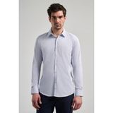 İmza Beyaz-Mavi Uzun Kol Desen Yarım İtalyan Yaka Cepsiz esnek Classic Slim Fit Gömlek 1004245218 - XL - Beyaz - Mavi