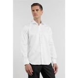 İmza Beyaz Saten Italyan Yaka Uzun Kol Cepsiz Slim Fit %100 Pamuk Gömlek 1004255231 - 3XL