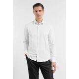 İmza Beyaz Sert Yaka Uzun Kol Cepsiz Slim Fit Pamuklu Gömlek 1004255228 - XL