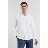 İmza Beyaz Sert Yaka Uzun Kol Cepsiz Slim Fit Pamuklu Gömlek 1004255284 - 3XL