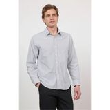 İmza Beyaz-Siyah Sert Yaka Uzun Kol Cepsiz Slim Fit Pamuklu Gömlek 1004260214 - Beyaz - Siyah