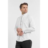 İmza Beyaz Uzun Kol Ata Yaka Düz Pamuklu Slim Fit Gömlek 1004260215 - XL