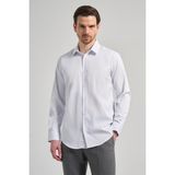 İmza Beyaz Uzun Kol Desen Yarım Italyan Yaka Cepsiz Esnek Classic Slim Fit Gömlek 1004245217