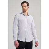 İmza Beyaz Uzun Kol Desen Yarım Italyan Yaka Cepsiz Esnek Classic Slim Fit Gömlek 1004245218 - Optik Beyaz