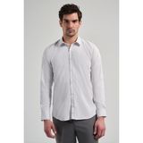 İmza Beyaz Uzun Kol Desen Yarım İtalyan Yaka Cepsiz esnek Classic Slim Fit Gömlek 1004245218