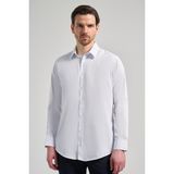İmza Beyaz Uzun Kol Desen Yarım İtalyan Yaka Cepsiz esnek Classic Slim Fit Gömlek 1004245220 - 2XL