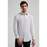 İmza Beyaz Uzun Kol Desen Yarım Italyan Yaka Cepsiz Esnek Classic Slim Fit Gömlek 1004245220 - Optik Beyaz - XL