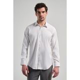 İmza Beyaz Uzun Kol Desen Yarım İtalyan Yaka Cepsiz esnek Classic Slim Fit Gömlek 1004245220