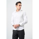 İmza Beyaz Uzun Kol Düz Bez Ayağı 032 Sert Yaka Classic Slim Fit Gömlek 1004245324 - XL