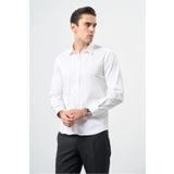 İmza Beyaz Uzun Kol Düz Bez Ayağı 032 Sert Yaka Classic Slim Fit Gömlek 1004245324