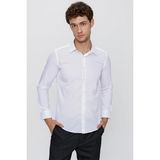 İmza Beyaz Uzun Kol Düz Bez Ayağı 041 Sert Yaka Basic Slim Fit Gömlek 1004245057