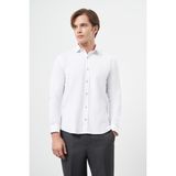 İmza Beyaz Uzun Kol Düz Bez Ayağı Yarım İtalyan Yaka Cepsiz Pamuklu Classic Slim Fit Gömlek 1004245211