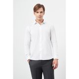 İmza Beyaz Uzun Kol Düz Gabardin Sert Yaka Cepsiz Pamuklu Classic Slim Fit Gömlek 1004245203