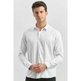 İmza Beyaz Uzun Kol Kendinden Desenli Armürlü 032 Sert Yaka Classic Slim Fit Gömlek 1004245153