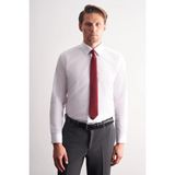 İmza Beyaz Uzun Kol Sert Yaka Düz Pamuklu Slim Fit Gömlek 1004260057 - XS