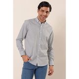 İmza Beyaz Uzun Kollu Baskılı Cepsiz Pamuklu Likralı Casual Slim Fit Dar Kesim Gömlek 1004230120