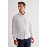 İmza Beyaz Yarım Italyan Yaka Uzun Kol Cepsiz Slim Fit Cls Gömlek 1004255174 - XL