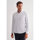 İmza Beyaz Yarım Italyan Yaka Uzun Kol Cepsiz Slimfit Fit Classic Gömlek 1004255162