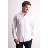 İmza Beyaz Yarım Italyan Yaka Uzun Kol Premium Slim Fit %100 Pamuk Gömlek 1004255197 - 2XL