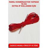 İmza Direksiyon Kılıfı Dikmek Için Mumlu Ip ve Iğne 5 Metre Kırmızı