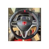 imza direksiyon kılıfı Honda Civic Fd6 Araca Özel Direksiyon Kılıfı (Tüylü Alcantra Nokta Kırmızı Yüzüklü)