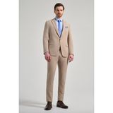 İmza Düz Gabardin Mono Yaka Tam Astar Beli Lastikli Esnek 6 Drop Slim Fit Takım Elbise 1001250155 - Koyu Bej