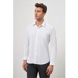 İmza Erkek Beyaz Uzun Kol Dokulu Sert Yaka Slim Fit Gömlek 1004245152