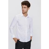 İmza Erkek Beyaz Uzun Kollu Sert Yaka Pamuklu Slim Fit Dar Kesim Gömlek 1004240057