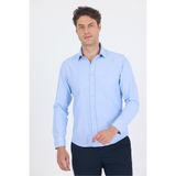 İmza Erkek Mavi Sert Yaka Pamuklu Slim Fit Gömlek 1004250214