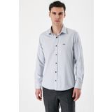 İmza Erkek Siyah Uzun Kollu Desenli Sert Yaka Pamuklu Slim Fit Dar Kesim Gömlek 1004235171