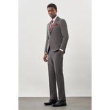 İmza Gri Düz Kılıç Yaka Yünlü 6 Drop Slim Fit Classic Takım Elbise 1001245179 - 56