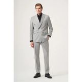 İmza Gri-Füme Kırlangıç Yaka Çizgili Kruvaze 6 Drop Slim Fit Tam Astar Esnek Takım Elbise 1001260286 - Gri - Füme - 56