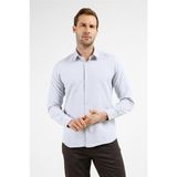 İmza Gri Kendinden Desenli Sert Yaka Uzun Kol Cepsiz Slim Fit Pamuklu Gömlek 1004255283 - 2XL