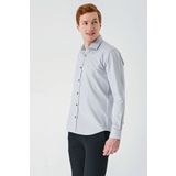 İmza Gri Uzun Kollu Oxford Cepsiz Pamuklu Klasik Slim Fit Dar Kesim Gömlek 1004240235