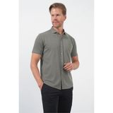 İmza Haki Italyan Yaka Kısa Kol Cepsiz Slim Fit Esnek Gömlek 1004260159 - Koyu Haki - XL