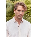 İmza Hardal Uzun Kollu Çizgili Biritli Yaka Pamuklu Likralı Casual Slim Fit Dar Kesim Gömlek 1004240233