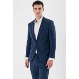 İmza İndigo Mavi Mono Yaka Çift Yırtmaç Likralı 6 Drop Slim Fit Dar Kesim Klasik Takım Elbise 1001240164 - Indigo Mavi - 50