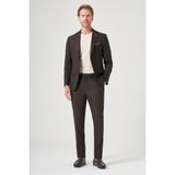 İmza Kahverengi-Antrasit Mono Yaka Çizgili 6 Drop Slim Fit Tam Astar Esnek Takım Elbise 1001260901 - Kahverengi - Antrasit - 52