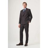 İmza Kahverengi-Bej Kırlangıç Yaka Çizgili Kruvaze 6 Drop Slim Fit Tam Astar Esnek Takım Elbise 1001260284 - Kahverengi - Bej - 56