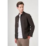 İmza Kahverengi Berberi Yaka Çizgili Desen Gofreli Slim Fit Casual Mont 1007260153