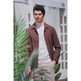 İmza Kahverengi Berberi Yaka Slim Fit Esnek Mont 1007260154 - Koyu Kahverengi