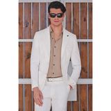 İmza Kahverengi Biritli Yaka Uzun Kol Cepsiz Slim Fit Pamuklu Gömlek 1004260207 - Sütlü Kahverengi - 2XL