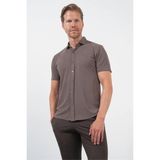 İmza Kahverengi Italyan Yaka Kısa Kol Cepsiz Slim Fit Esnek Gömlek 1004260159 - Koyu Kahverengi - XL