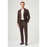 İmza Kahverengi Kırlangıç Yaka 6 Drop Slim Fit Tam Astar Esnek Takım Elbise 1001260148 - 54